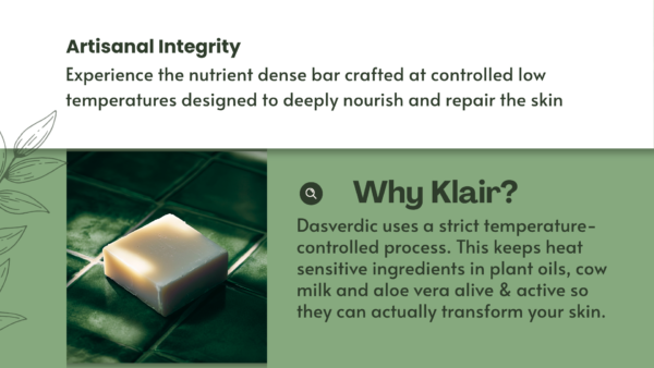 Klair mild natural soap on Artisanal Integrity